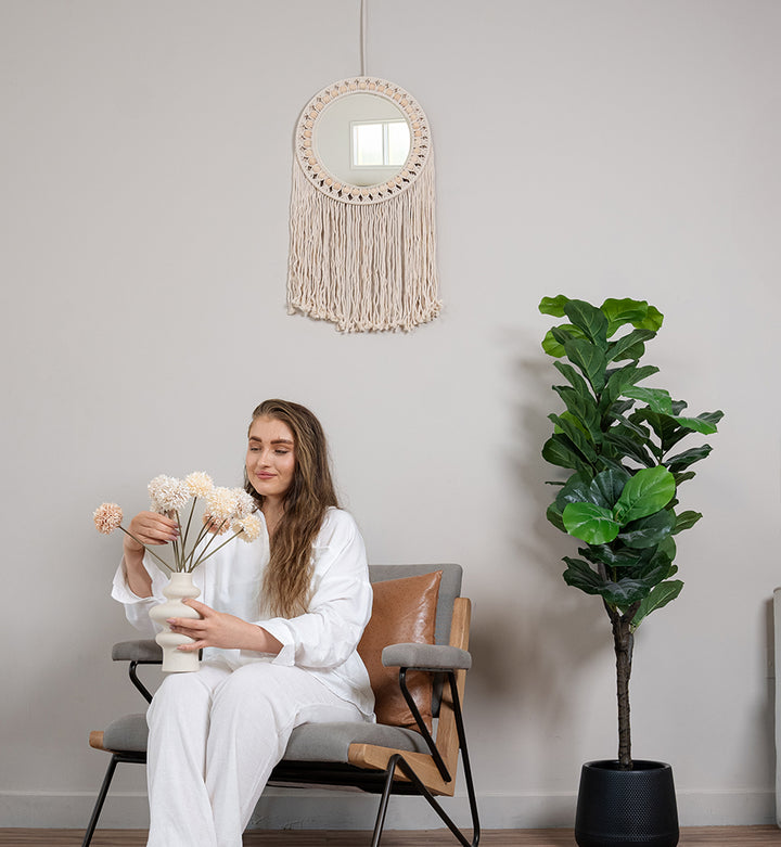 Planet Mirror Macrame Wall Hanger